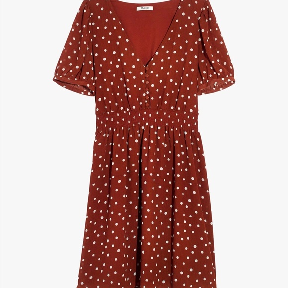 Madewell Orange Puff Sleeve V-Neck Sundress - Picture 6 of 10